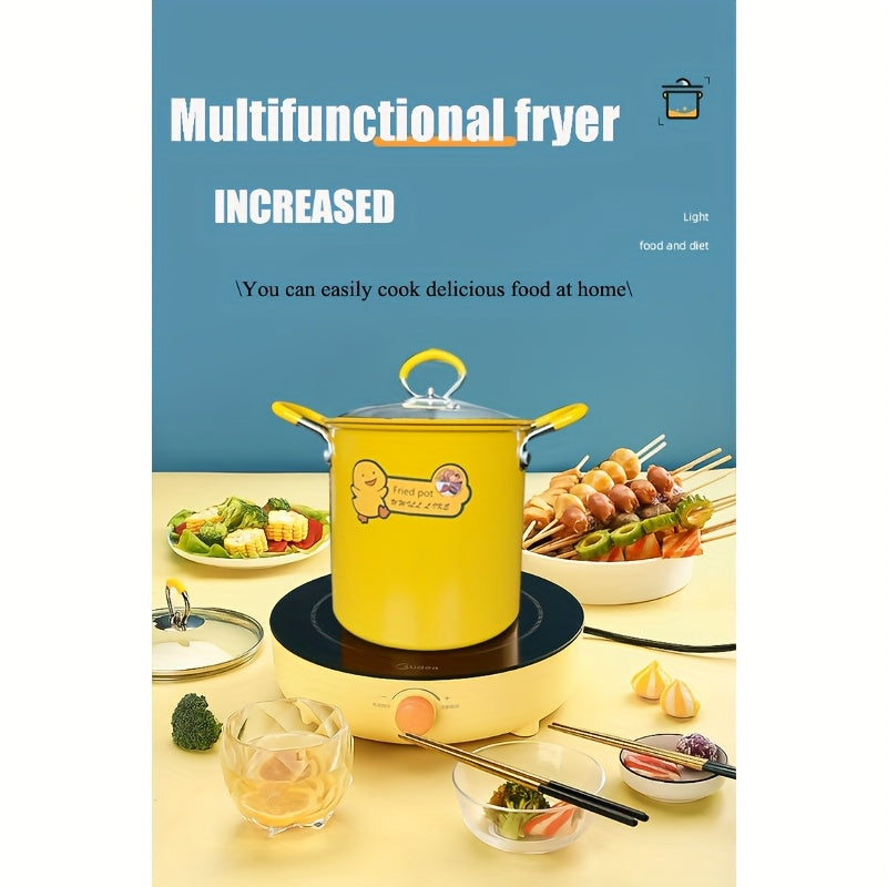 1pc YIMUWN Tempura Frying Pot - Small, Less-Oily Smoke, Fine Iron Uncoated, Ideal for Induction & Gas Stoves, Kitchen Cookware|Smokeless Cooking|Fine Mesh Frying