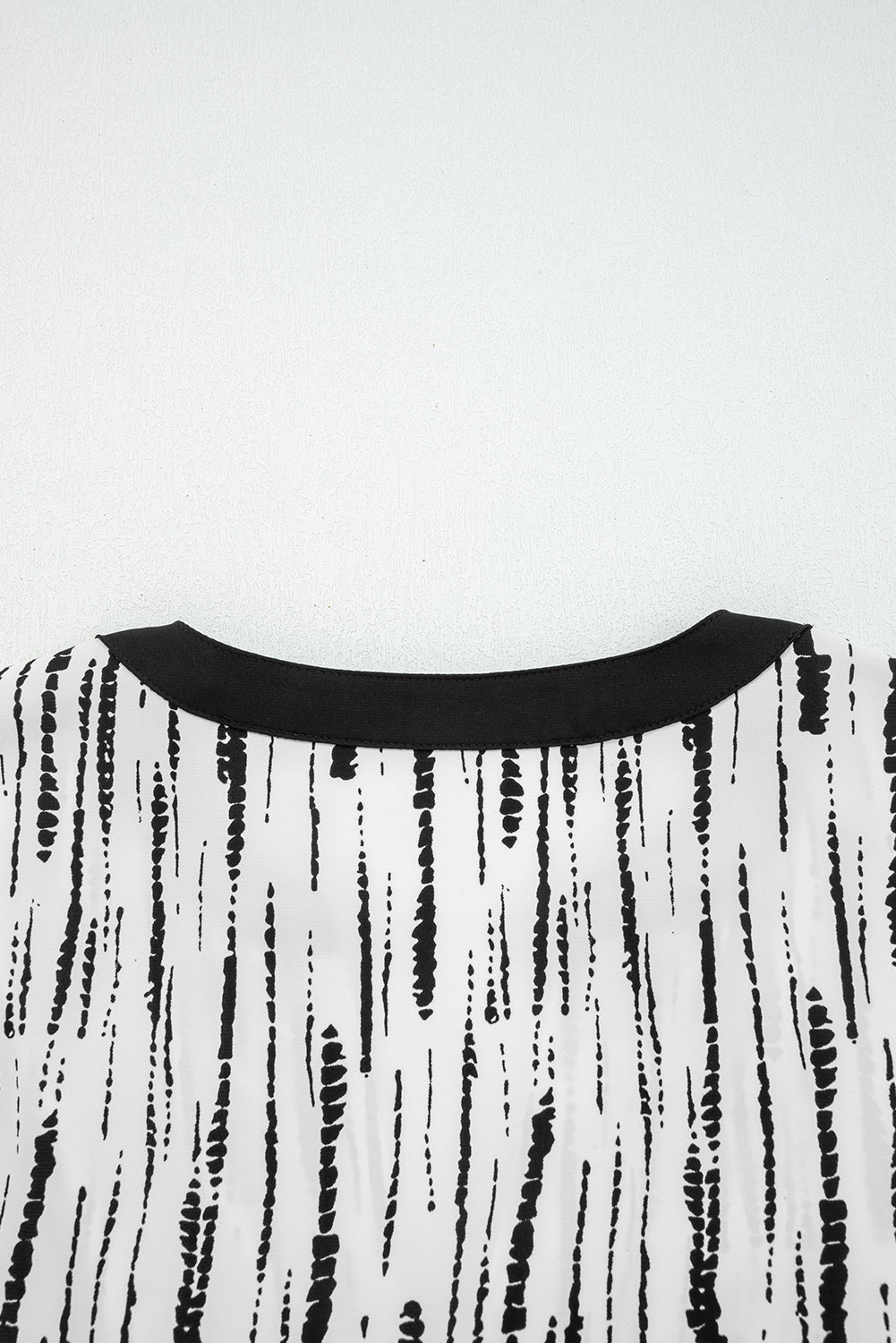 White Abstract Printed V Neck Fall Blouse