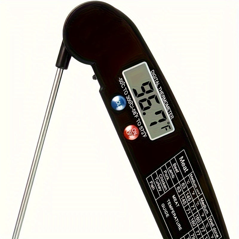 1pc WEBBQ Digital Meat Thermometer, Fast-Reading ABS Food Temperature Gauge with Hold Function, Single-Use, for Grilling BBQ, Kitchen Cooking, Adult - AAA Battery Operated (Batteries Not Included)