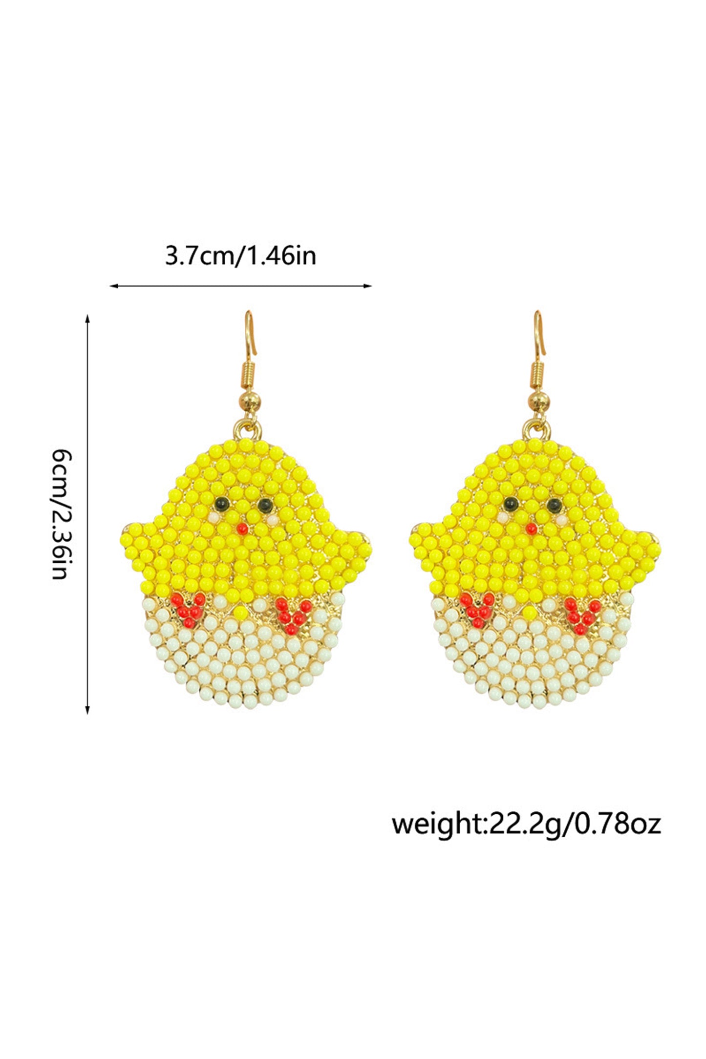 White Beading Chick Easter Open Hook Earrings