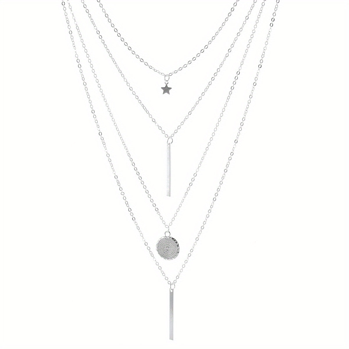 1 Fashion Layered Star Round Pendant Necklace For Women Women's Fine Jewelry Elegant Accessories Trendy