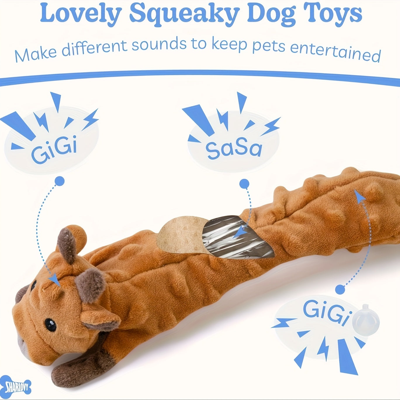 1/5 Packs Dog Squeaky Toys Pack, Bubble Plush Puppy Teething Pet Toys, Crinkle No Stuffing Animals Dog Toy, Doggies Chew for Large Small Medium Breed