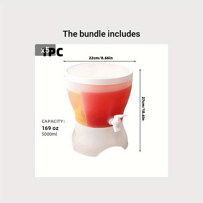 1pc, Beverage Dispenser, 1.3 Gallon Heavy Duty Drink Dispenser, Water Dispenser, For Parties, Wedding, Summer Drinkware, Kitchen Stuff Eid Al-Adha Mubarak