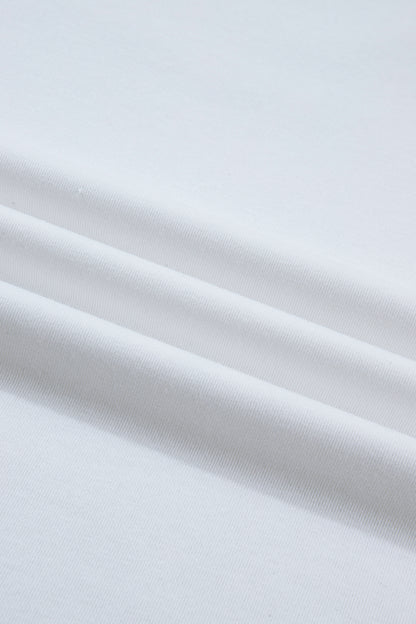 White Solid Color Dropped Shoulder Long Sleeve Top