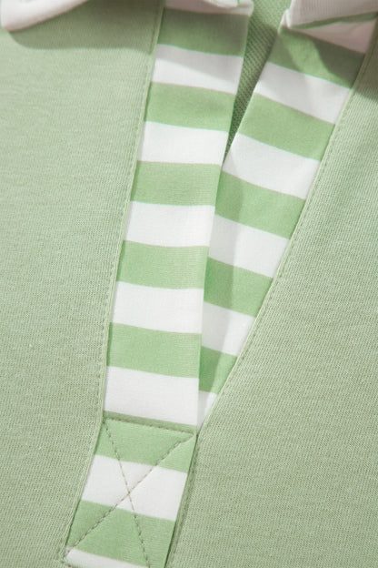 Gossamer Pink Striped Color Block Pullover Top Drawstring Shorts Set