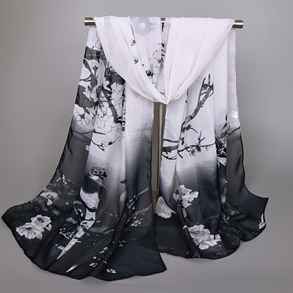 Elegant Thin Chiffon Scarf |, Animal Print, Breathable, Windproof, Decorative, Suitable for Weekend Casual, Machine Washable