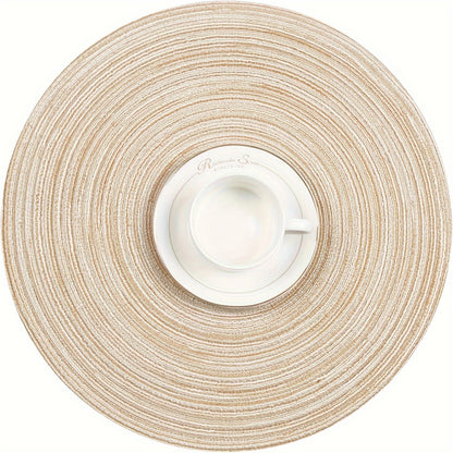 12pcs Round Braided Placemats Washable Round Placemats For Kitchen Dining Table, Round Indoor Woven Fabric Table Mats, Gifts For Mom Grandma, Valentines Bachelorette, DIY Craft Art Decor, Birthday Thanksgivings Christmas Gift