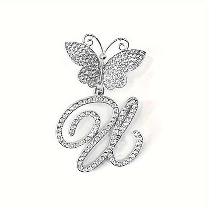 Trendy Shiny Butterfly Cursive Letter Cuban Chain Anklet For Women A-Z Letters Anklets Punk Hip Hop Style Sparkling Barefoot Jewelry