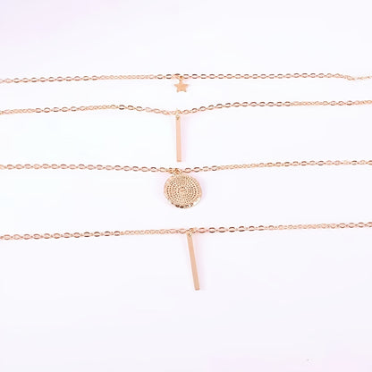 1 Fashion Layered Star Round Pendant Necklace For Women Women's Fine Jewelry Elegant Accessories Trendy