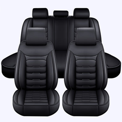 5 Seat Car Seat Covers PU Leather Seat Covers Full Set Waterproof for Car Sedan SUV Truck Vans Front & Rear Seat Cushion Protector with Back Big Storage Bag