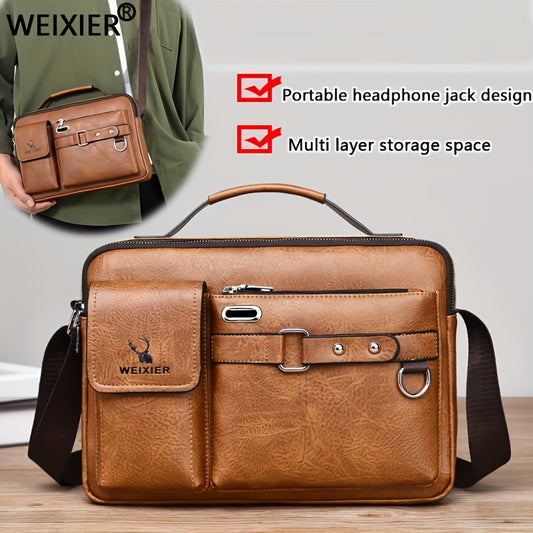 WEIXIER Men's Crossbody Bag Compatible for / - Adjustable Business & Casual Shoulder Pack, Office Bag, Gift for, Husband, Boyfriend ( Material)
