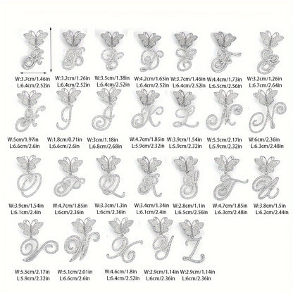 Trendy Shiny Butterfly Cursive Letter Cuban Chain Anklet For Women A-Z Letters Anklets Punk Hip Hop Style Sparkling Barefoot Jewelry