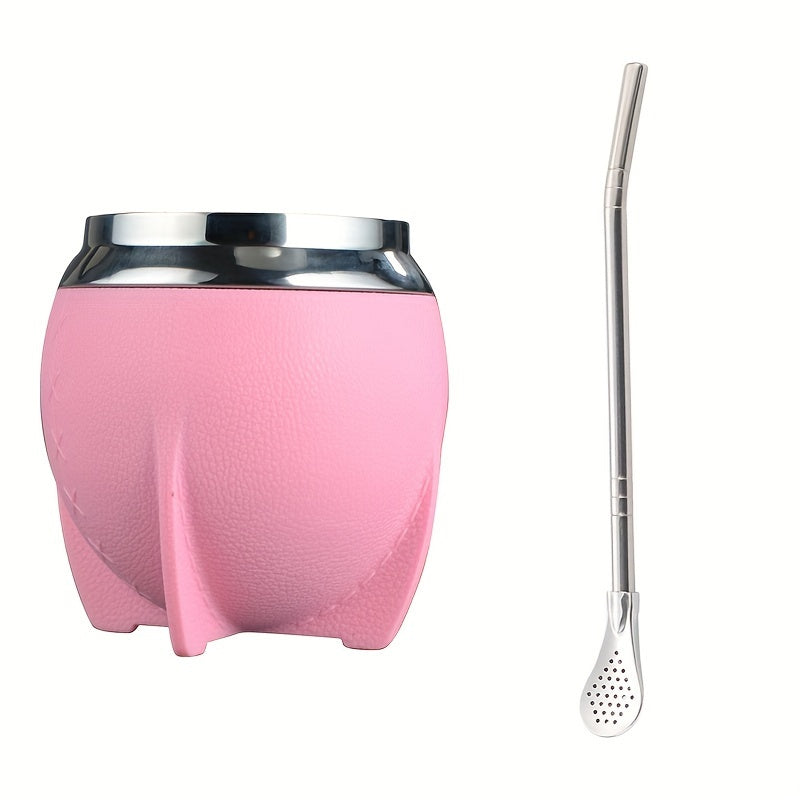 1pc, Yerba Mate Gourd With Bombilla, 9.47oz Stainless Steel Yerba Mate Cup, Double Wall Traditional Tea Cup, Drinkware, Christmas Gifts