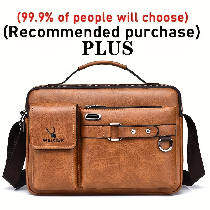 WEIXIER Men's Crossbody Bag Compatible for / - Adjustable Business & Casual Shoulder Pack, Office Bag, Gift for, Husband, Boyfriend ( Material)