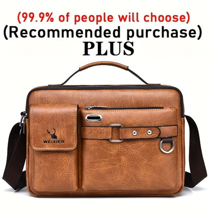 WEIXIER Men's Crossbody Bag Compatible for / - Adjustable Business & Casual Shoulder Pack, Office Bag, Gift for, Husband, Boyfriend ( Material)