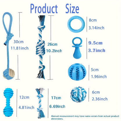 5/10/15pcs of Random Style Random Color Dog Chew Toys, Pet Toys, Suitable for Teething, Entertainment And Interaction, Puppy Chew Toy Pack, with Rope Knots, Rope Balls, Thorn Rings, Etc., Suitable for Small Dog Gifts