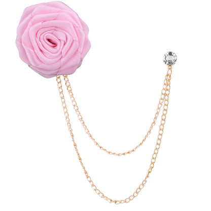 Men's Wedding Ceremony Groom Handmade Rose Chain Brooch