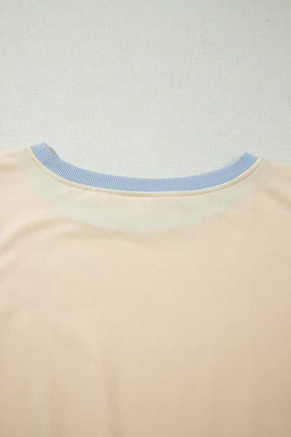 Moonlight Jade Colorblock Edge Drop Shoulder T Shirt and Skort 2Pcs Set