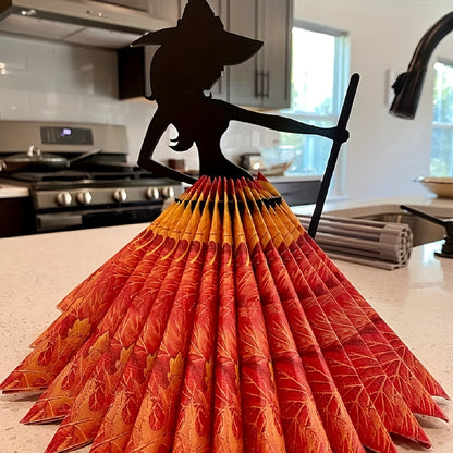 Rustic Wooden Halloween Witch Napkin Holder, Festive Tabletop Decor for Kitchen & Dining Room, No Electricity Needed, Featherless, Holiday Themed Accessory for Christmas & General Use