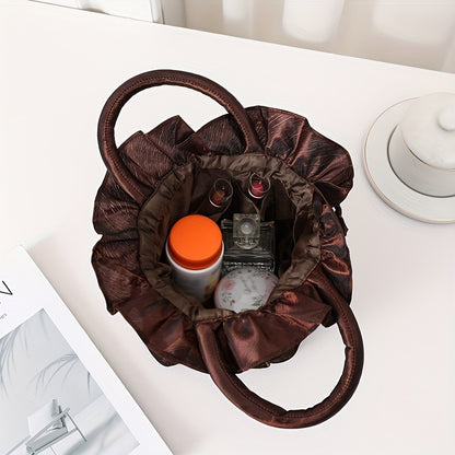 Floral Decor Drawstring Handbag, Trendy Small Evening Bag, Simple Phone Bag, Cute Bucket Bag