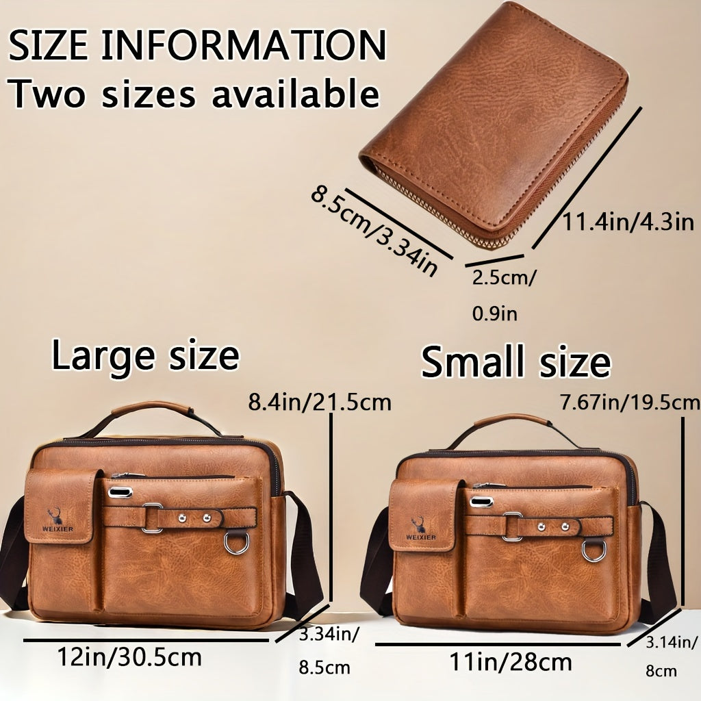 WEIXIER Men's Crossbody Bag Compatible for / - Adjustable Business & Casual Shoulder Pack, Office Bag, Gift for, Husband, Boyfriend ( Material)