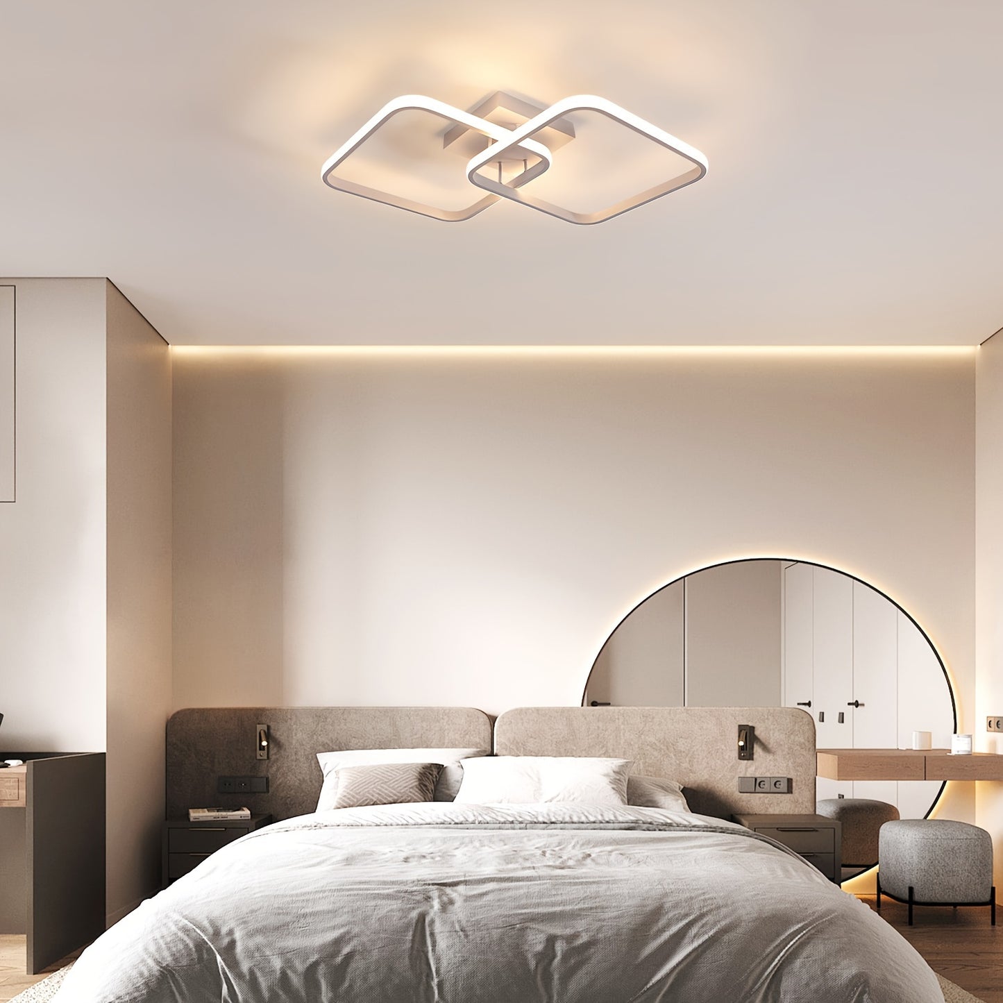 Modern Square Ceiling Light, LED Chandeliers, Aluminum Ceiling Light For Kitchen Dining Room Living Room Studio Office, 3000-6000K, Diameter Of Square Frame 11.42inch