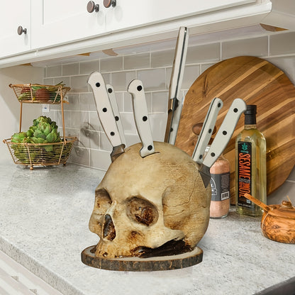 1pc Skull Knife Holder Kitchen Storage Rack Home Decor Resin Craft Party Supplies Quirky Decoration