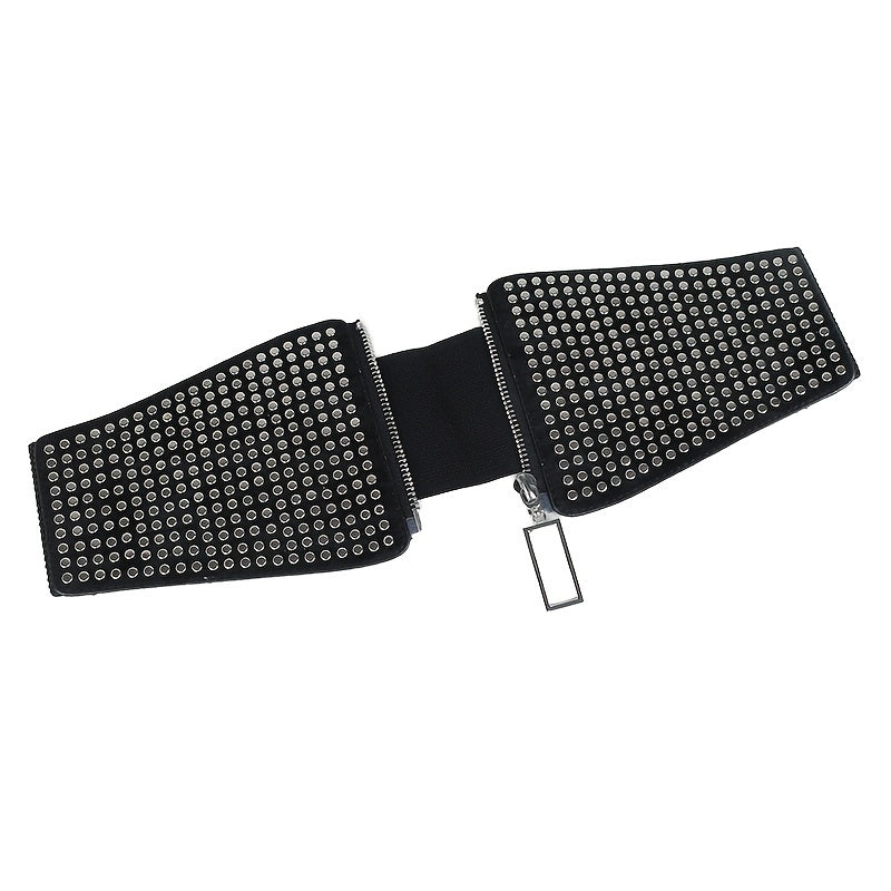 Wide Elastic Studded Belt Female Waist Gothic Plus Size Stretch Girdle Ladies Long Belts For Women Corset Waistband