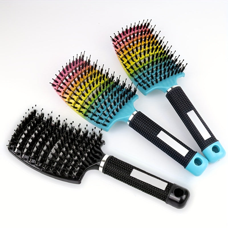 1pc Curved Vented Professional Detangling Hair Brush | Magic Scalp Massage Comb for Women, Ideal for Wet Curly Hair, Styling Tool, ABS Plastic Handle, Nylon Bristles - Perfect Christmas Gift for Friends/Relatives