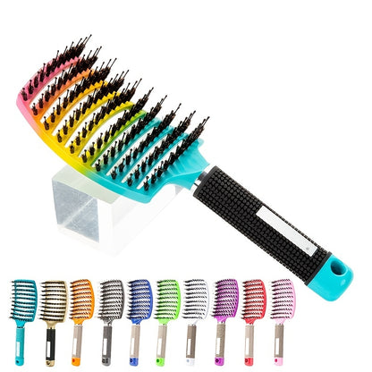 1pc Curved Vented Professional Detangling Hair Brush | Magic Scalp Massage Comb for Women, Ideal for Wet Curly Hair, Styling Tool, ABS Plastic Handle, Nylon Bristles - Perfect Christmas Gift for Friends/Relatives