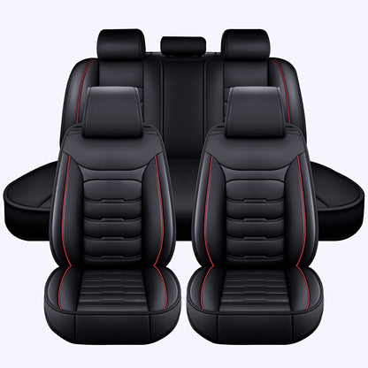 5 Seat Car Seat Covers PU Leather Seat Covers Full Set Waterproof for Car Sedan SUV Truck Vans Front & Rear Seat Cushion Protector with Back Big Storage Bag