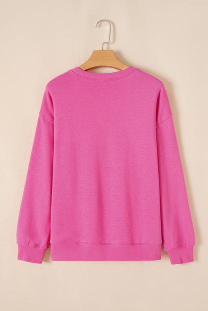 Rose Red Solid Classic Crewneck Pullover Sweatshirt