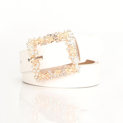 [Elegant Belt] 2023 Women's Fashion Accessory, Elegant Alloy Rhinestone Pin Buckle Belt, Versatile Dress Decorative Accessory, Casual & Sporty Style, Hand Washable - Ideal for Weekend and Festive Occasions, Weekend Casual Wea