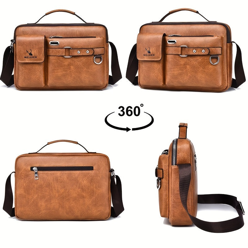 WEIXIER Men's Crossbody Bag Compatible for / - Adjustable Business & Casual Shoulder Pack, Office Bag, Gift for, Husband, Boyfriend ( Material)