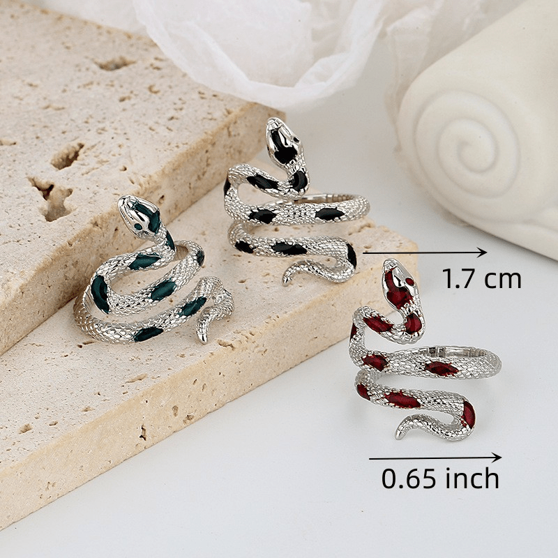 Exquisite Snake Personality Ring Silver Plated Jewelry For Women Hand Accessories