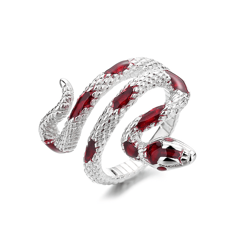 Exquisite Snake Personality Ring Silver Plated Jewelry For Women Hand Accessories