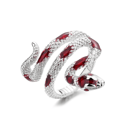 Exquisite Snake Personality Ring Silver Plated Jewelry For Women Hand Accessories