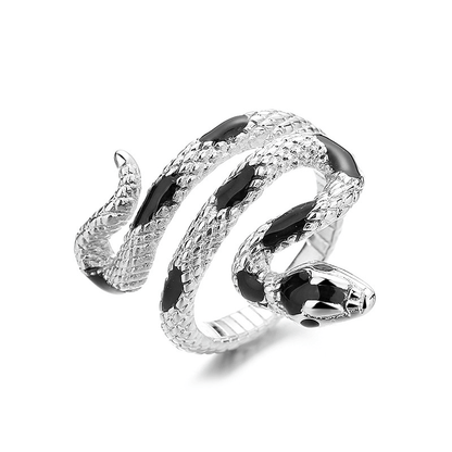 Exquisite Snake Personality Ring Silver Plated Jewelry For Women Hand Accessories