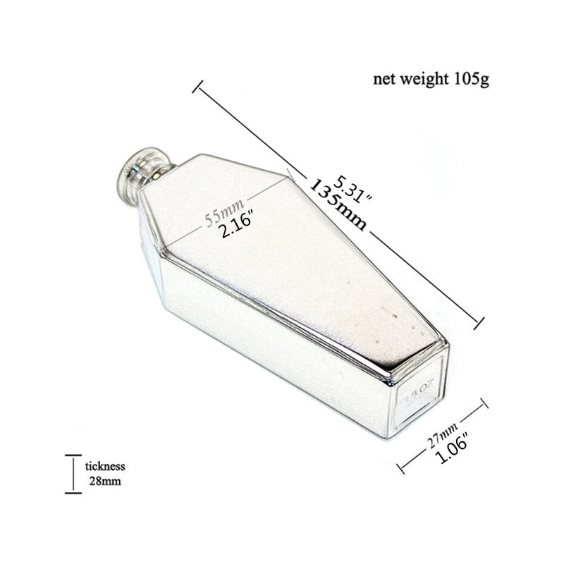 1pc Mini Hip Flask 3.38oz Coffin Shape Stainless Steel Portable Water Bottle, Gift For Men, Drinkware For Restaurants, Cafes, Bars