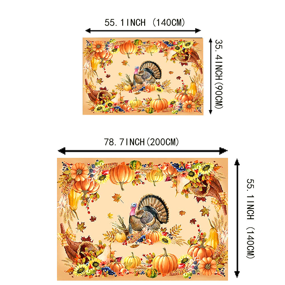 1pc Premium Thanksgiving Tablecloth - Vibrant Turkey & Pumpkin Pattern - Waterproof Oilproof, Washable - Rectangular Kitchen Dining Decor for Unforgettable Harvest Parties