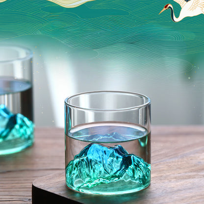 Elegant 3D Mountain Glass Cup - Unique & Reusable, Perfect for Any Drink & Season, High Borosilicate Drinkware