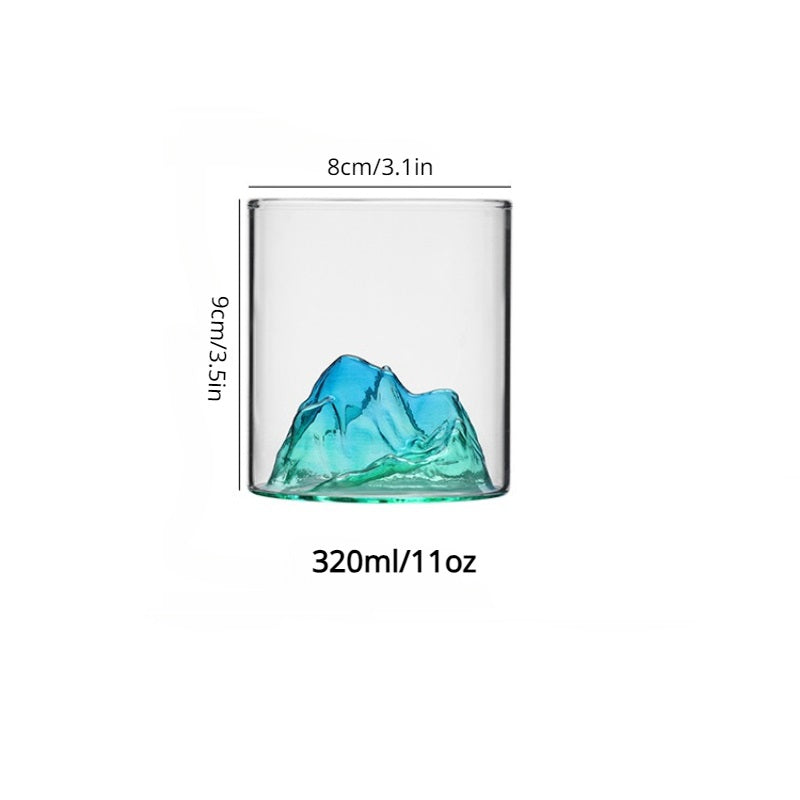 Elegant 3D Mountain Glass Cup - Unique & Reusable, Perfect for Any Drink & Season, High Borosilicate Drinkware