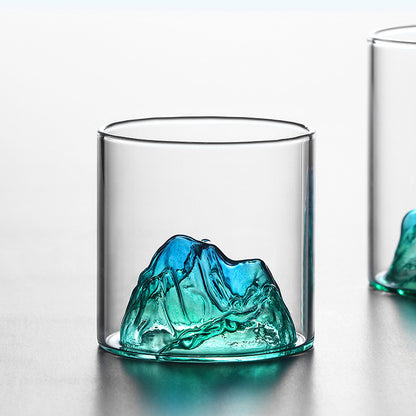 Elegant 3D Mountain Glass Cup - Unique & Reusable, Perfect for Any Drink & Season, High Borosilicate Drinkware