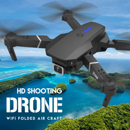 KBDFA E88 Drone - HD WIFI Helicopter with 4K Camera, Foldable Quadcopter, 1181.1inch Maximum Flight Altitude, 3m/s Speed, 5 Minute Battery Life, Black and Gray, Rechargeable Li-Polymer Battery, 1800mAh, 1181.1inch Control Ran