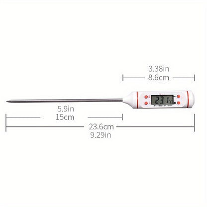 1pc Instant Read Digital Meat Thermometer with Probe - Stainless Steel, LCD Display, -200°C to 550°C Range - Perfect for BBQ, Cooking, Grilling, and Candy Making