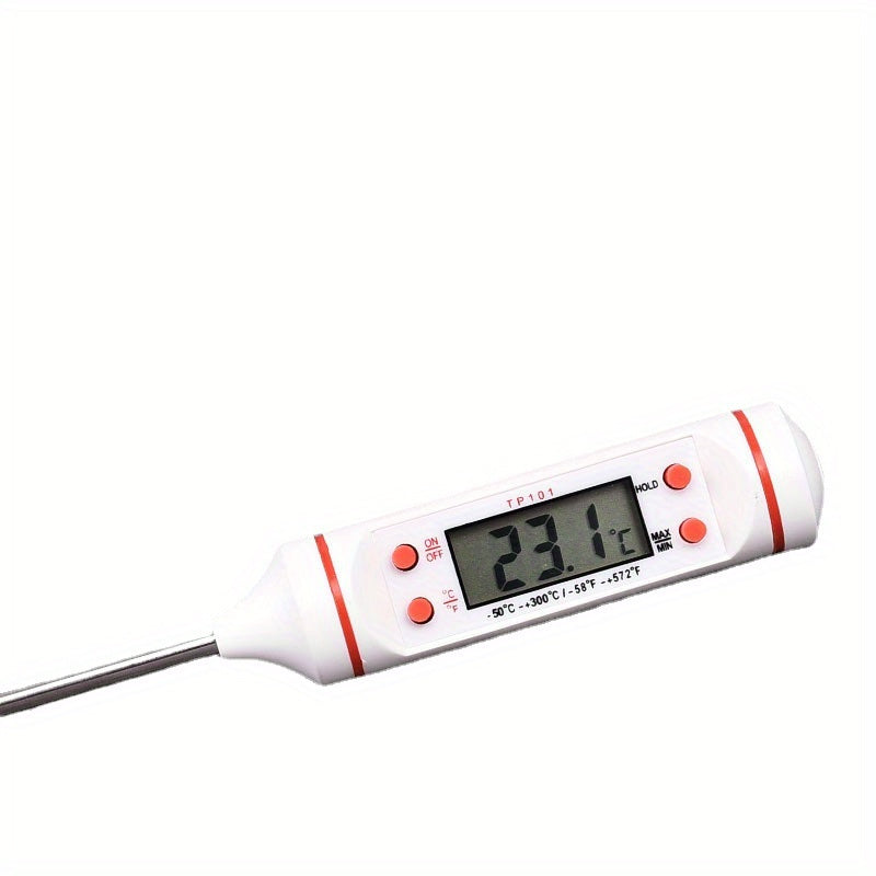 1pc Instant Read Digital Meat Thermometer with Probe - Stainless Steel, LCD Display, -200°C to 550°C Range - Perfect for BBQ, Cooking, Grilling, and Candy Making