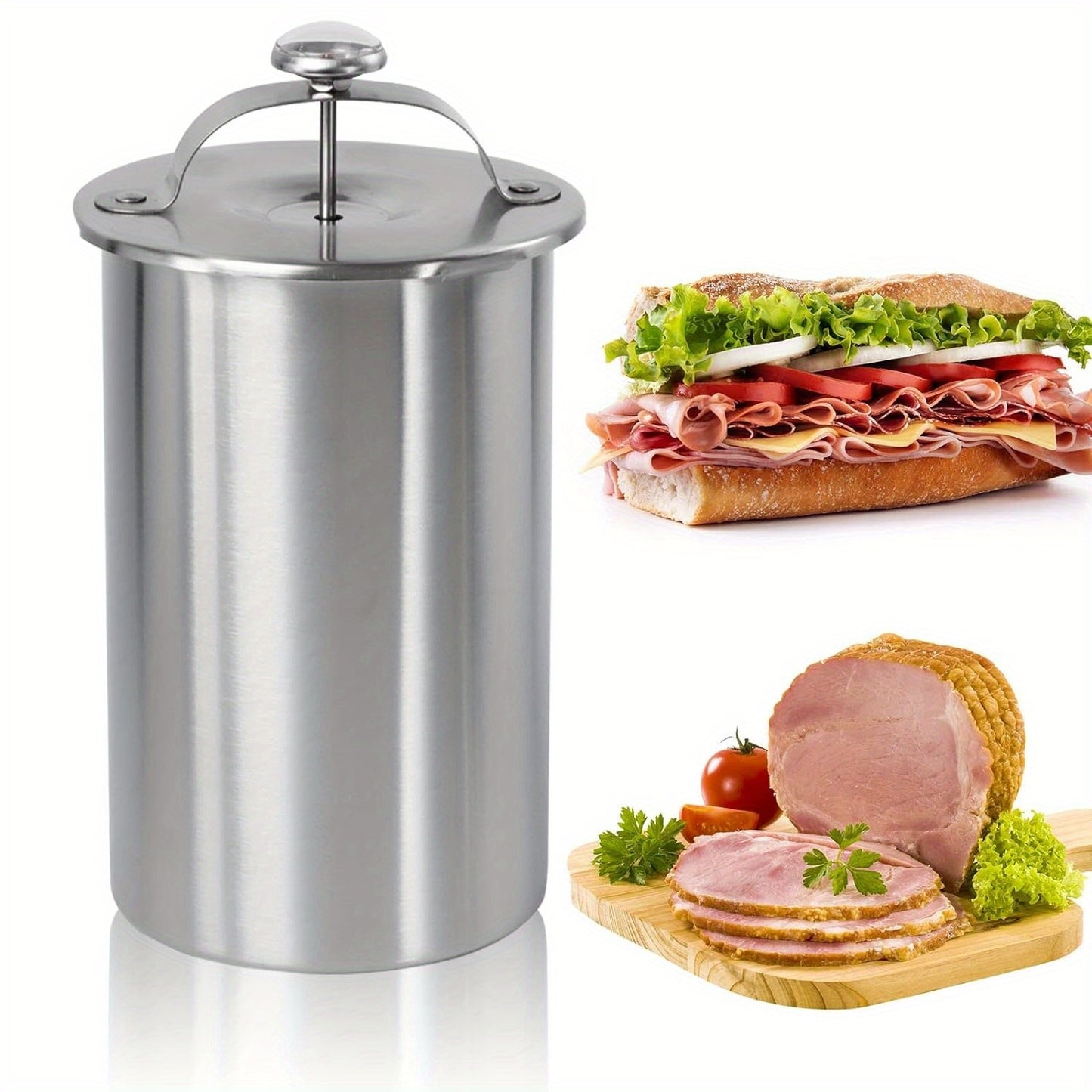 1pc, Stainless Steel Round Shape Meat Maker Machine For Making Healthy Homemade Deli Meat Sandwich, Seafood Meat Poultry Patty Gourmet Cooking Tools, Kitchen Stuff