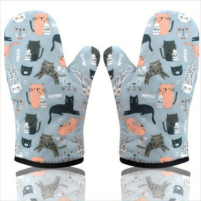 [1 Pair Heat Resistant Gloves] 1 Pair Oven Gloves, Thickened Insulated Gloves, Heat Resistant Anti Scalding Gloves, Oven Gloves For Kitchen, Gauntlet Oven Mitts Breathable For Cake Cookware Microwave Pizza Chef Pot BBQ, Kitch