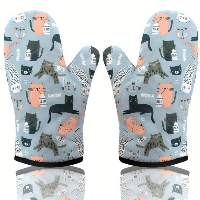 [1 Pair Heat Resistant Gloves] 1 Pair Oven Gloves, Thickened Insulated Gloves, Heat Resistant Anti Scalding Gloves, Oven Gloves For Kitchen, Gauntlet Oven Mitts Breathable For Cake Cookware Microwave Pizza Chef Pot BBQ, Kitch