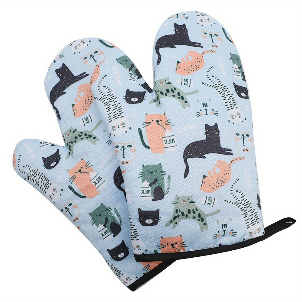 [1 Pair Heat Resistant Gloves] 1 Pair Oven Gloves, Thickened Insulated Gloves, Heat Resistant Anti Scalding Gloves, Oven Gloves For Kitchen, Gauntlet Oven Mitts Breathable For Cake Cookware Microwave Pizza Chef Pot BBQ, Kitch